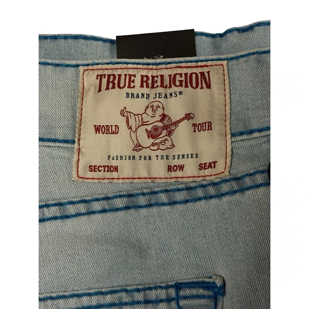 TRUE RELIGION 36 Ricky Big T Jeans Mens Light Wash Straight 701453 NWT